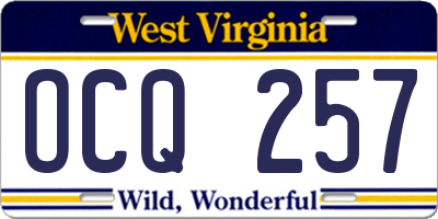 WV license plate OCQ257