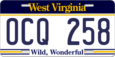 WV license plate OCQ258