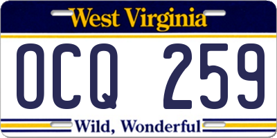 WV license plate OCQ259