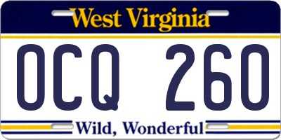 WV license plate OCQ260