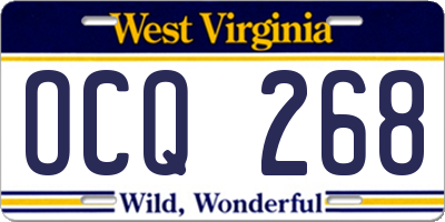 WV license plate OCQ268