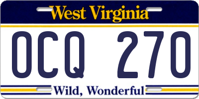 WV license plate OCQ270