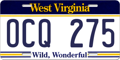 WV license plate OCQ275