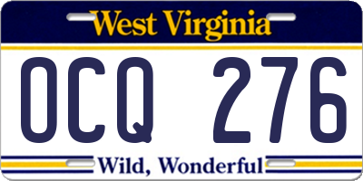 WV license plate OCQ276
