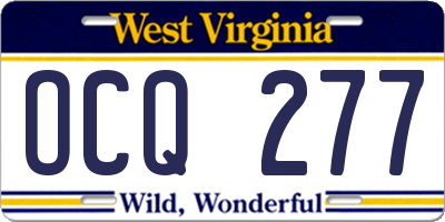 WV license plate OCQ277
