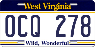WV license plate OCQ278
