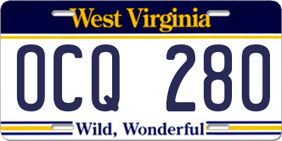 WV license plate OCQ280