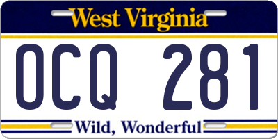 WV license plate OCQ281