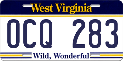 WV license plate OCQ283