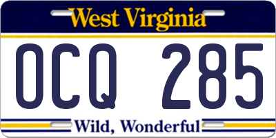 WV license plate OCQ285