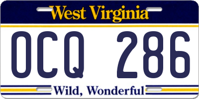 WV license plate OCQ286