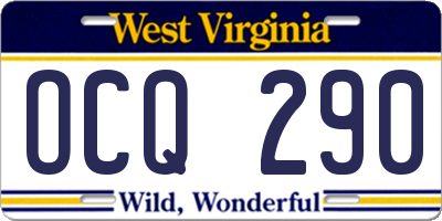 WV license plate OCQ290