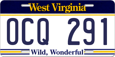 WV license plate OCQ291