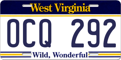 WV license plate OCQ292