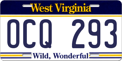 WV license plate OCQ293