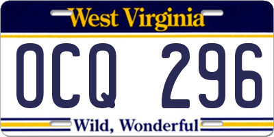WV license plate OCQ296