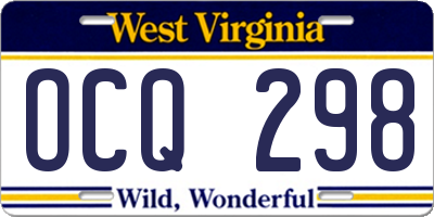 WV license plate OCQ298
