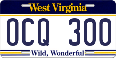 WV license plate OCQ300