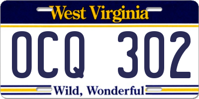 WV license plate OCQ302