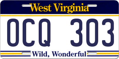 WV license plate OCQ303