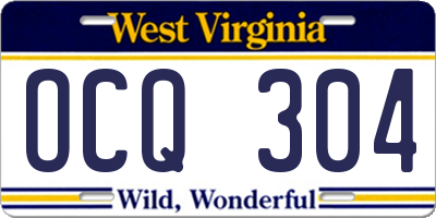 WV license plate OCQ304