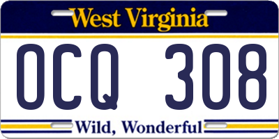 WV license plate OCQ308