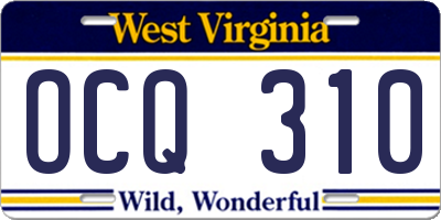 WV license plate OCQ310
