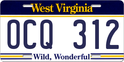 WV license plate OCQ312