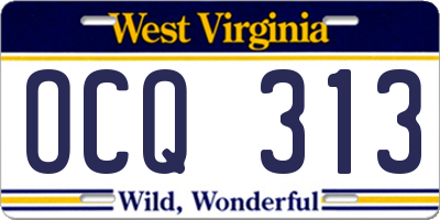 WV license plate OCQ313