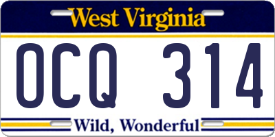 WV license plate OCQ314
