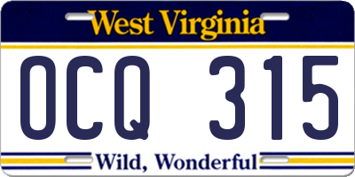WV license plate OCQ315