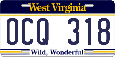 WV license plate OCQ318