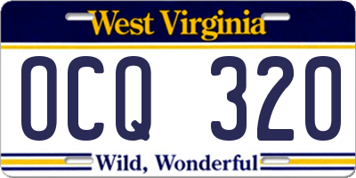 WV license plate OCQ320