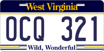WV license plate OCQ321