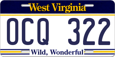 WV license plate OCQ322