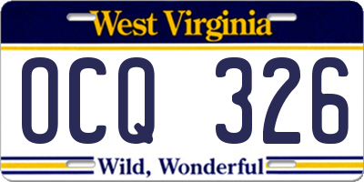 WV license plate OCQ326
