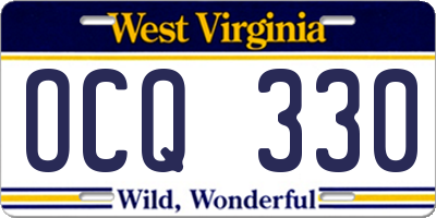 WV license plate OCQ330