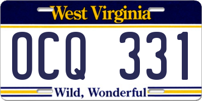 WV license plate OCQ331