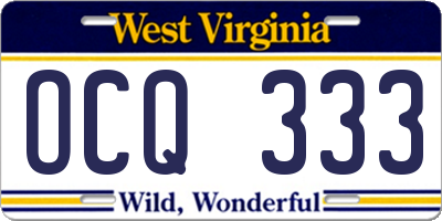 WV license plate OCQ333