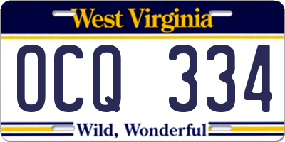WV license plate OCQ334