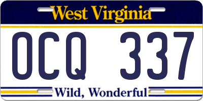 WV license plate OCQ337