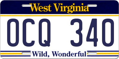 WV license plate OCQ340