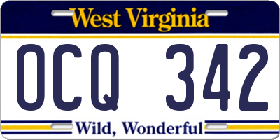 WV license plate OCQ342