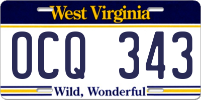WV license plate OCQ343