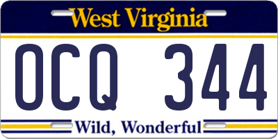 WV license plate OCQ344