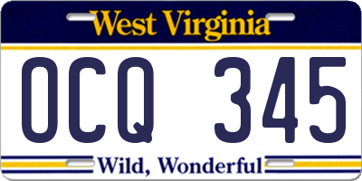 WV license plate OCQ345