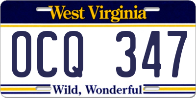 WV license plate OCQ347