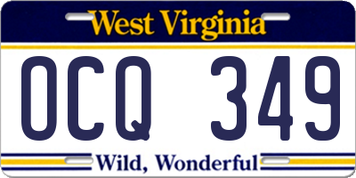 WV license plate OCQ349