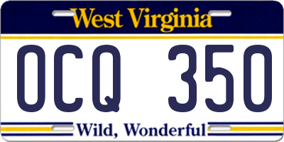 WV license plate OCQ350