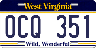 WV license plate OCQ351
